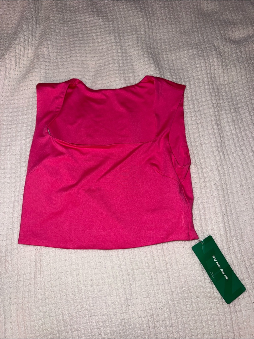 SHEIN Bright Pink Square Neck Crop Tank